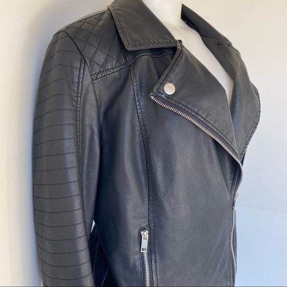 C&C California Vegan Leather Moto Jacket Black L - Picture 4 of 6